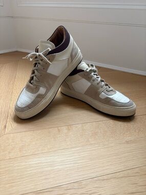 Common Projects Beige White Suede & Leather Sneakers